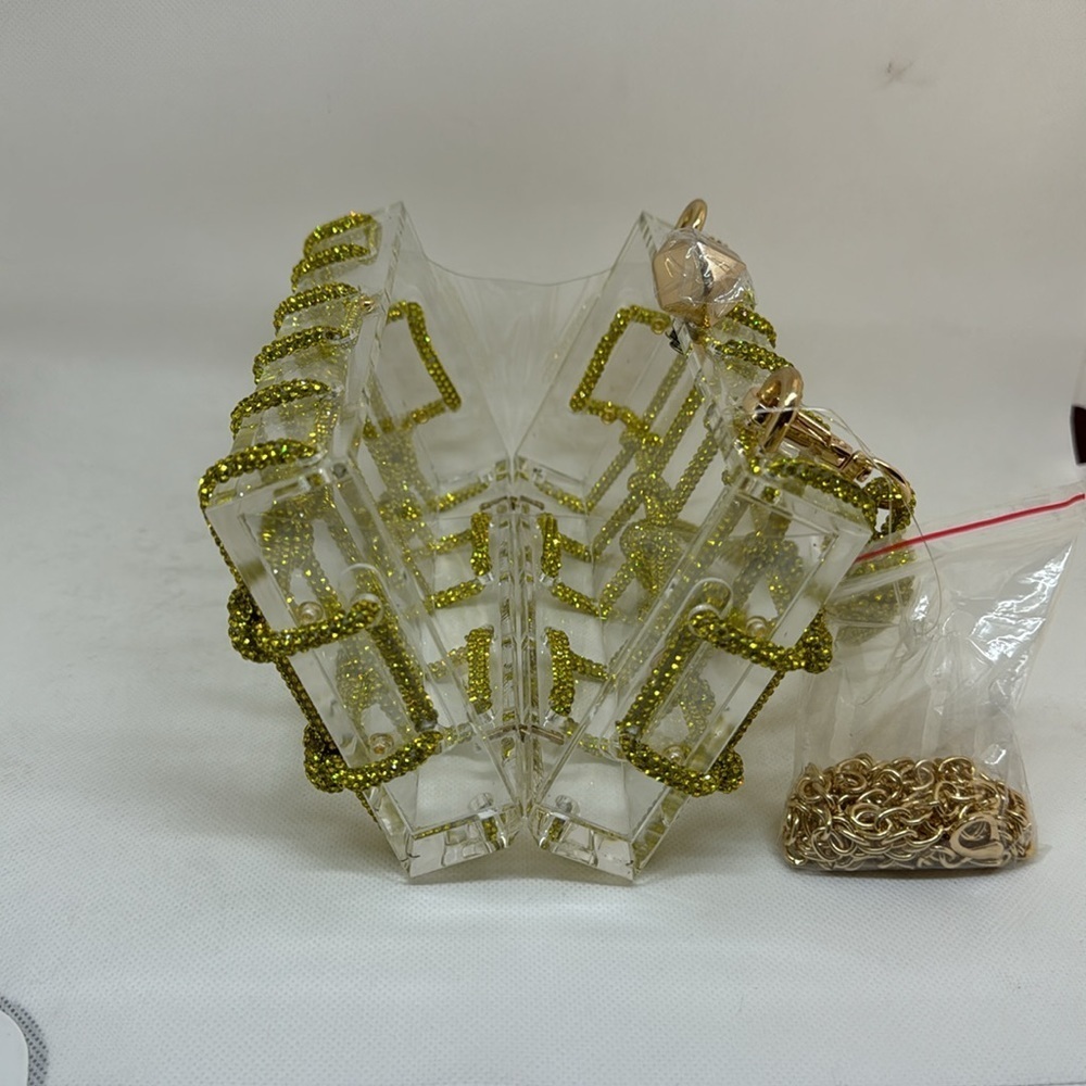 Acrylic Clear Clutch with Rhinestone Rope Detail - Picture 5 of 7